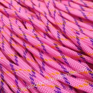 Paracord 550 İp, Paracord Paraşüt Bileklik İpi Pembe Renk Mor-Turuncu Şerit - Görsel 1